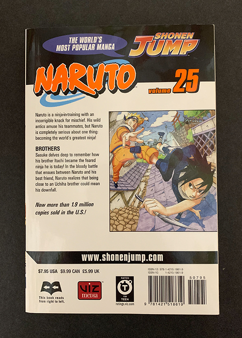 Back of Naruto Volume 25