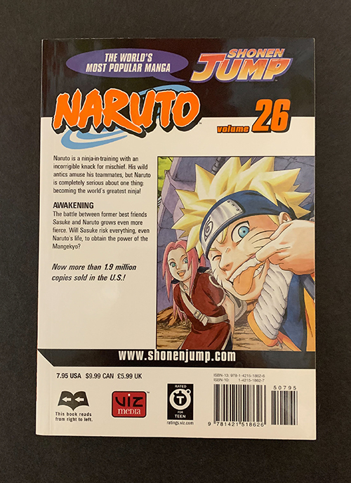 Back of Naruto Volume 26