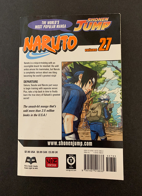 Back of Naruto Volume 27