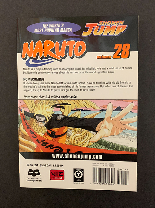 Back of Naruto Volume 28