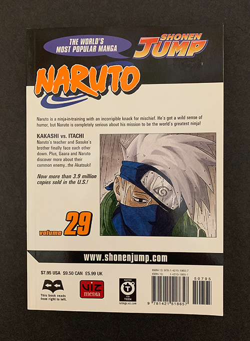 Back of Naruto Volume 29