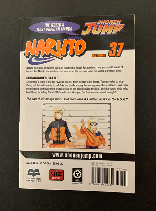Back of Naruto Volume 37