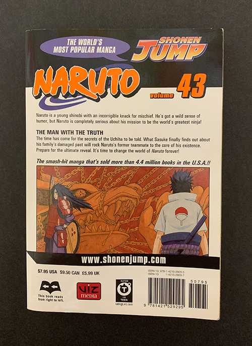 Back of Naruto Volume 43