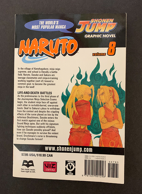 Back of Naruto Volume 8